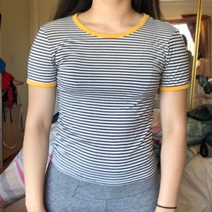 Navy Blue and White Striped T-Shirt